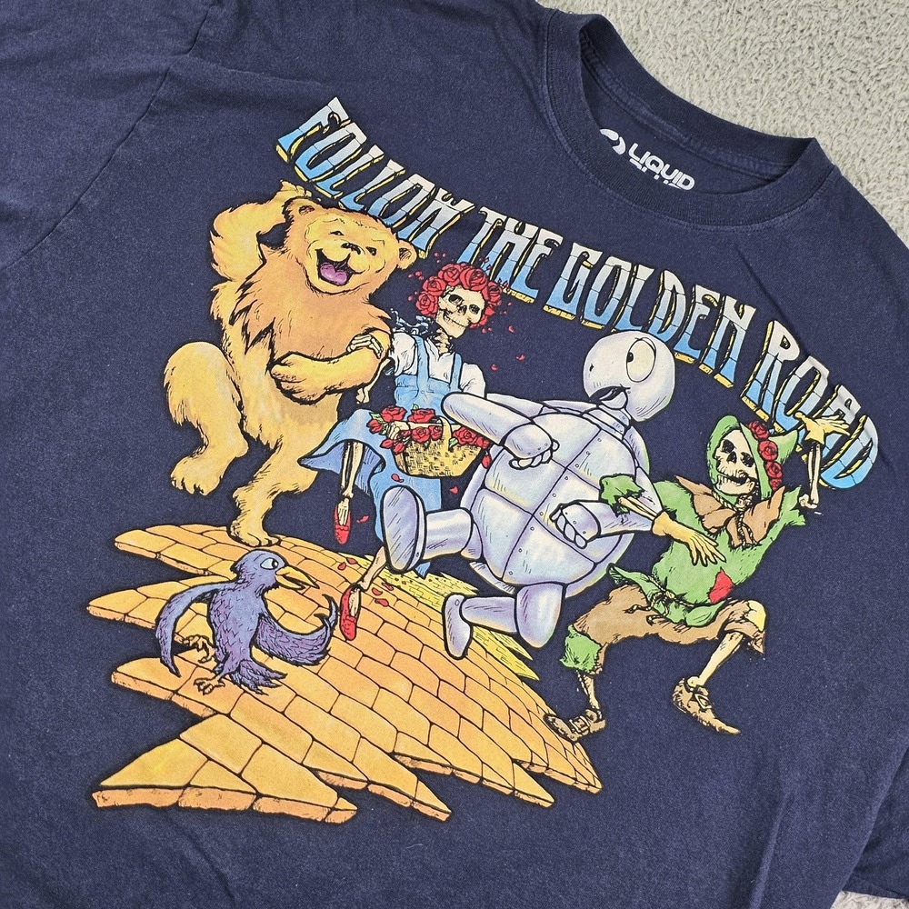 Liquid Blue Shirt Mens 2XL Follow The Golden Road Wizard Of Oz Grateful Dead Tee